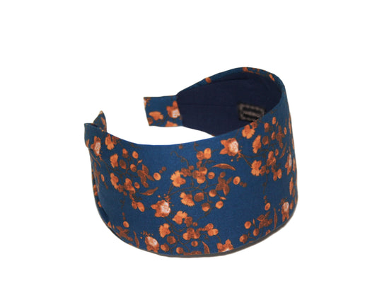 Headband for women boho dark blue cotton print fabric head scarf
