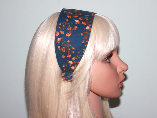 Headband for women boho dark blue cotton print fabric head scarf