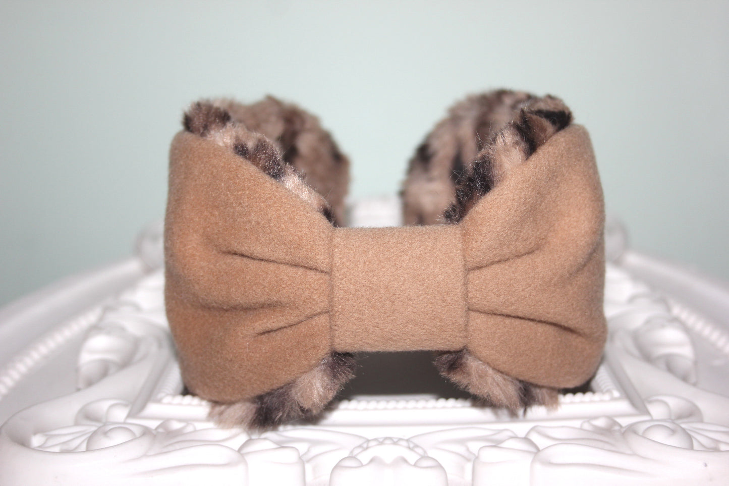 Brown earmuffs for women Animmal print faux fur headband turban