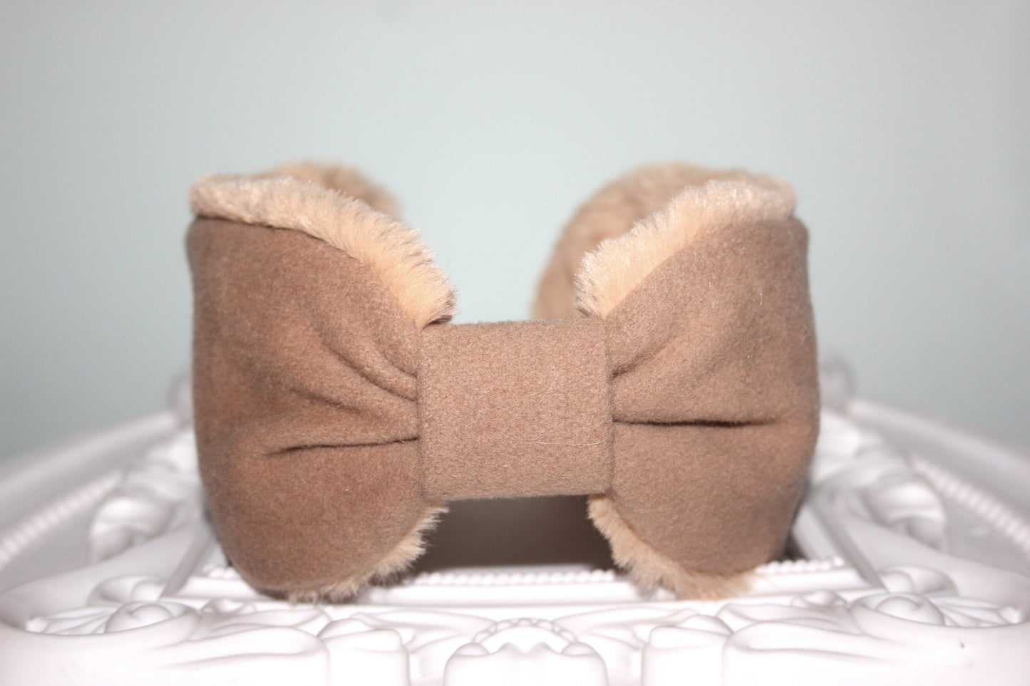 Faux Fur Brown earmuffs women ear warmer Comfy wool headband turban