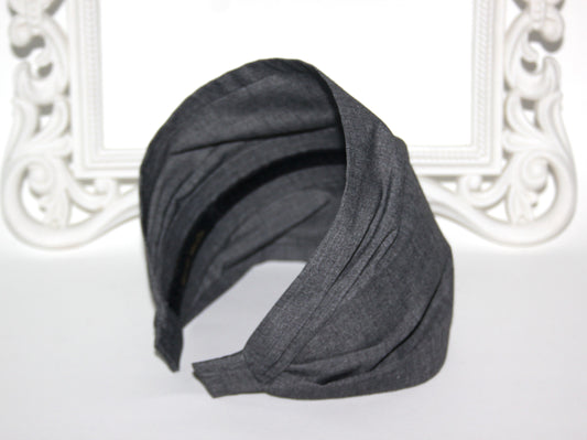 Melange Dark Gray bandana headband Wide cotton hairband Alopecia head cover