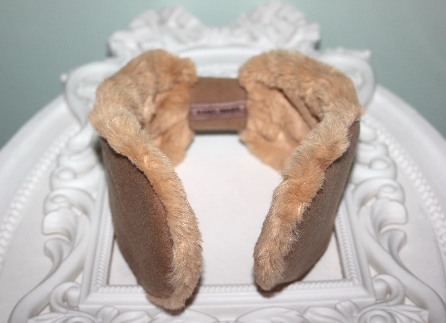 Faux Fur Brown earmuffs women ear warmer Comfy wool headband turban