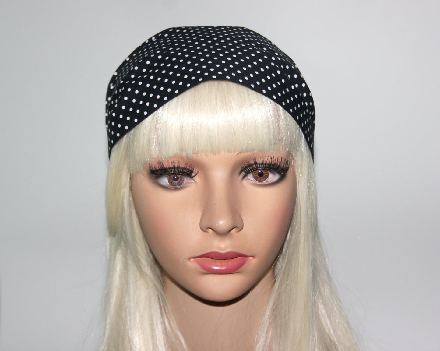 Polka dot headband bandana Black & White cotton hippie head scarf