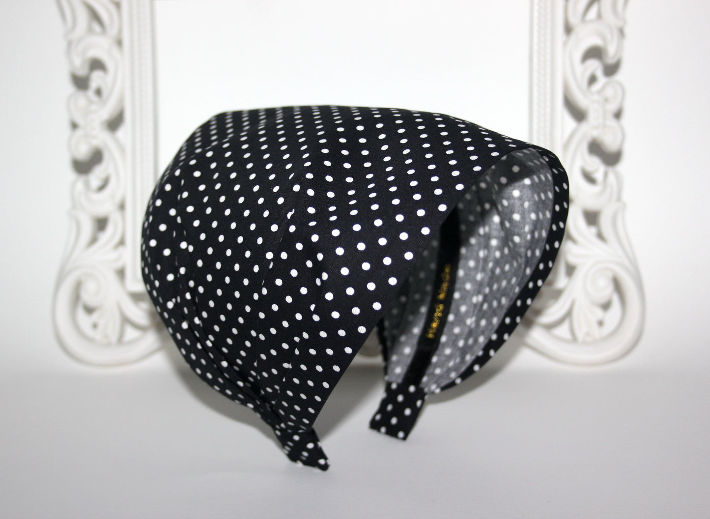 Polka dot headband bandana Black & White cotton hippie head scarf