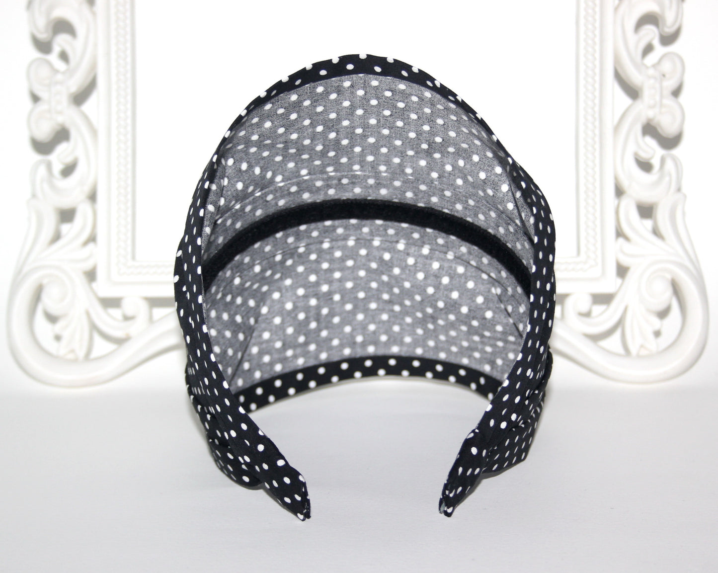 Polka dot headband bandana Black & White cotton hippie head scarf