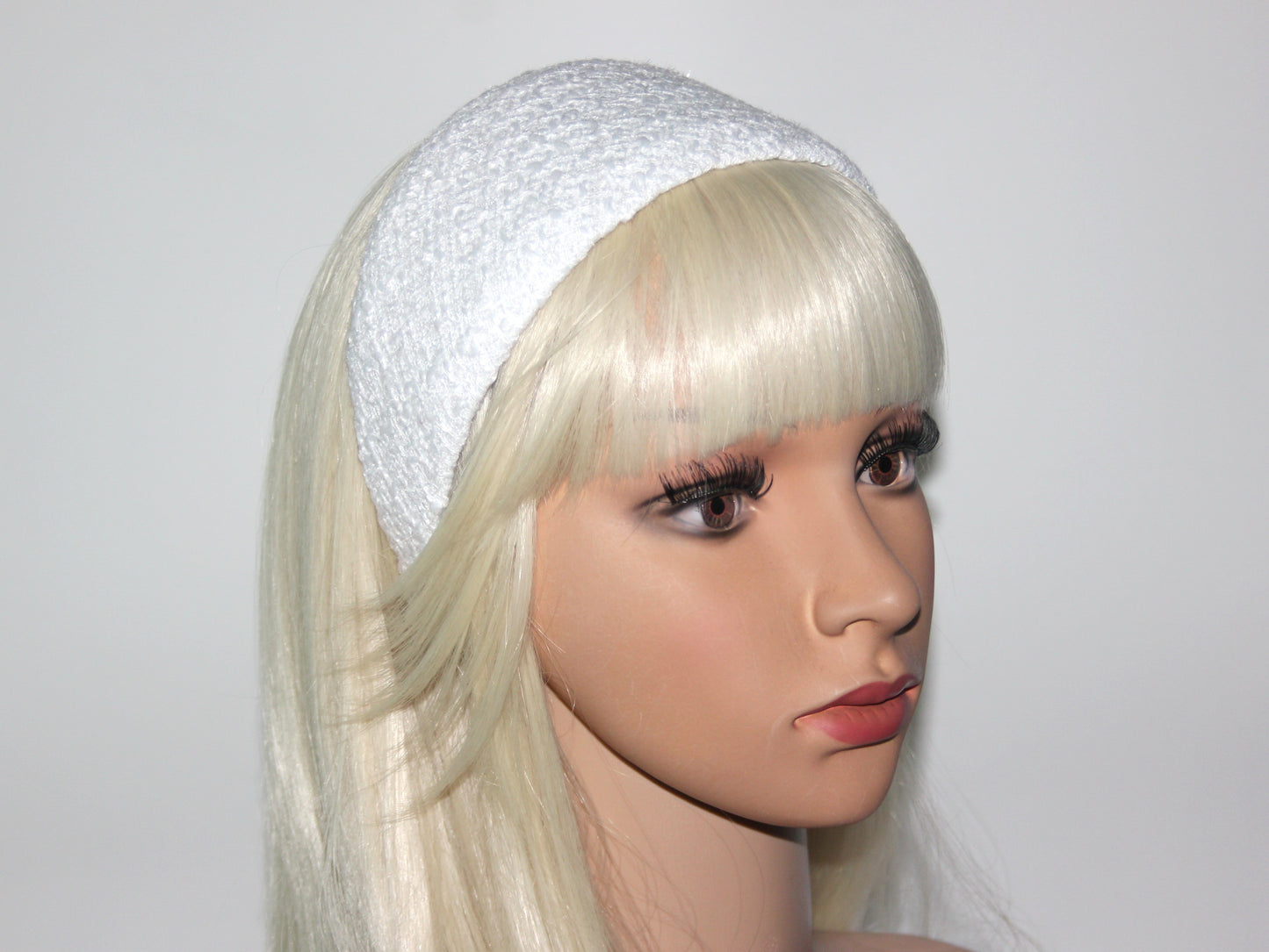 White Tweed warm hairband scarf for women, plastic free