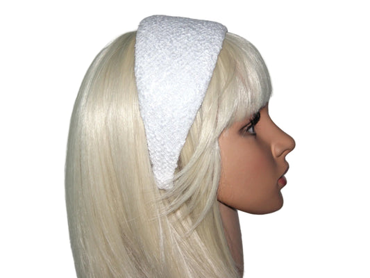 White Tweed warm hairband scarf for women, plastic free