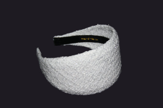 White Tweed warm hairband scarf for women, plastic free