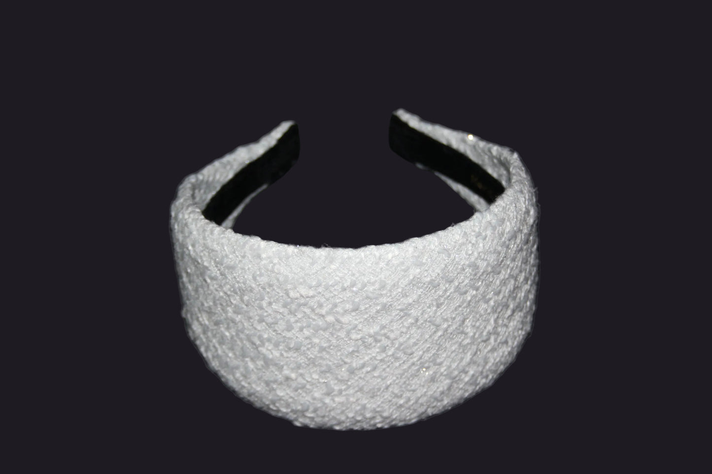 White Tweed warm hairband scarf for women, plastic free
