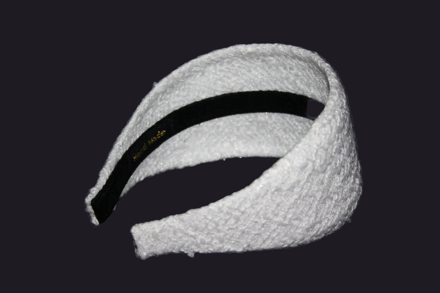 White Tweed warm hairband scarf for women, plastic free