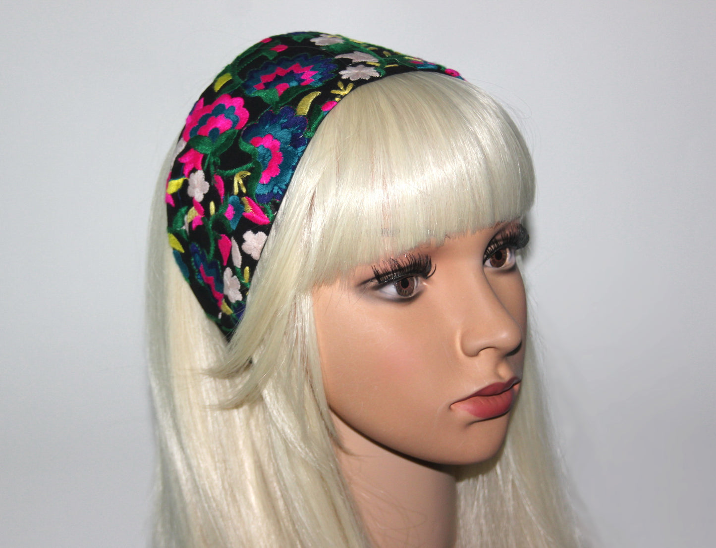 Multicolor embroidered headband Fashion alopecia hairband scarf