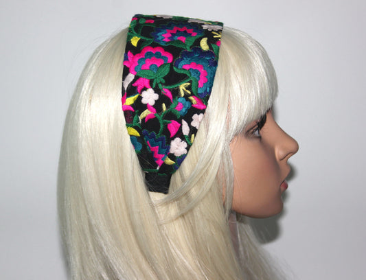 Multicolor embroidered headband Fashion alopecia hairband scarf
