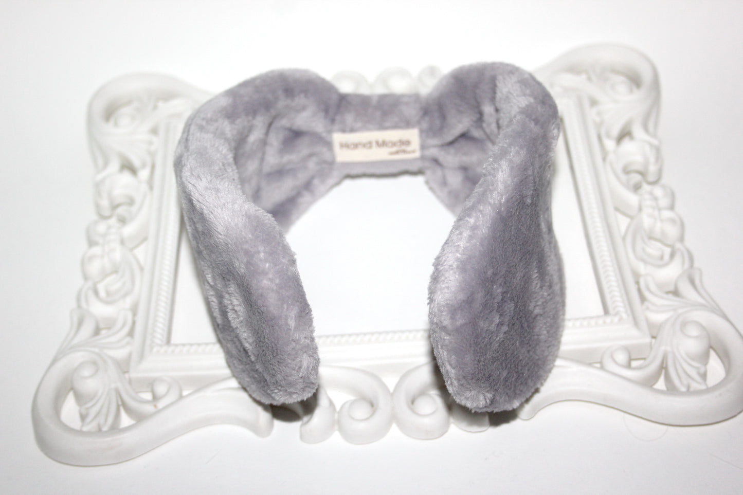 Fluffy ear warmer Gray faux fur earmuffs women Headband turban