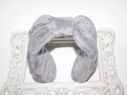 Fluffy ear warmer Gray faux fur earmuffs women Headband turban