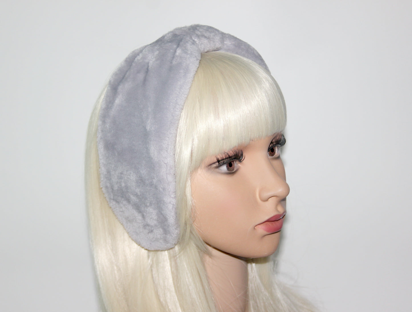Fluffy ear warmer Gray faux fur earmuffs women Headband turban