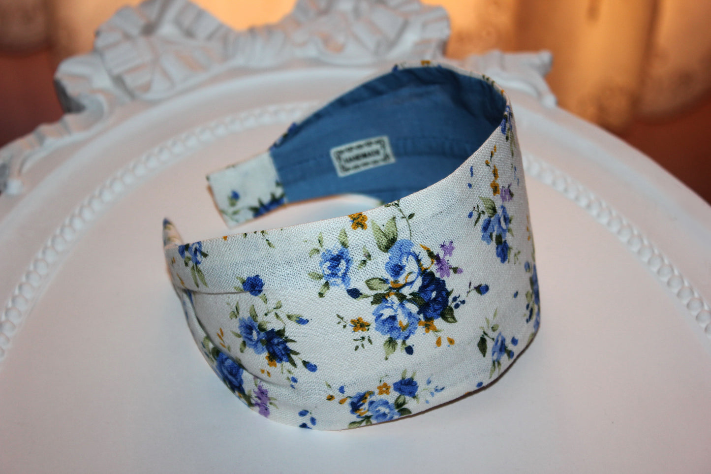 Linen headbands Ivory Flower print hair band for women