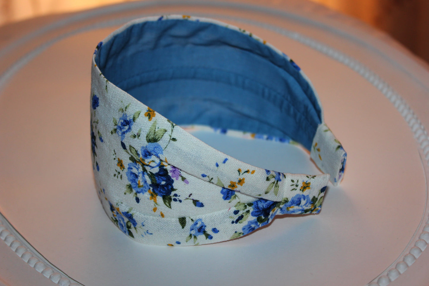 Linen headbands Ivory Flower print hair band for women