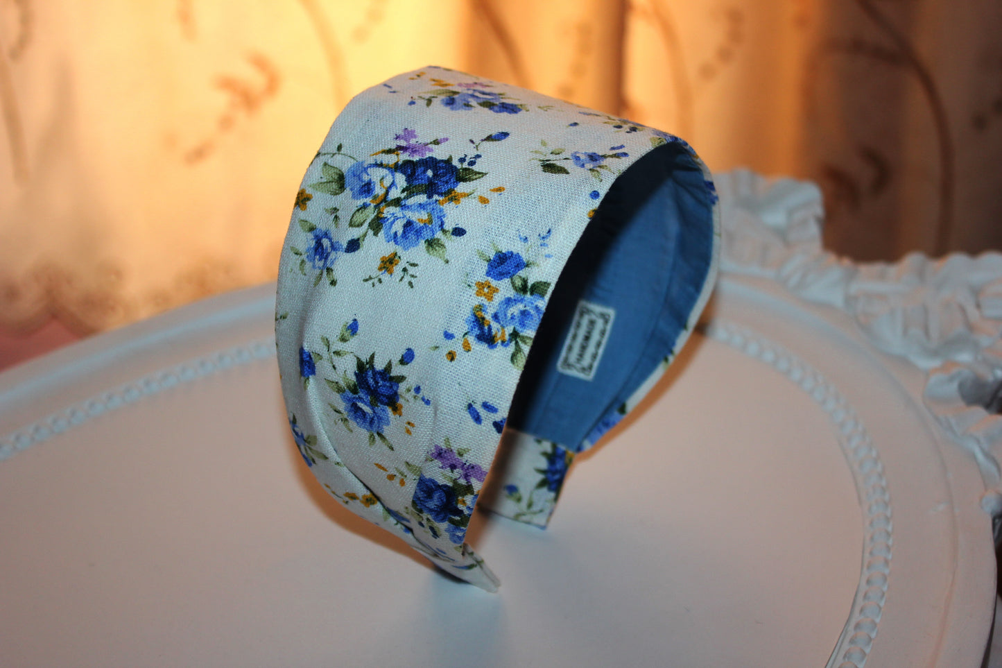 Linen headbands Ivory Flower print hair band for women