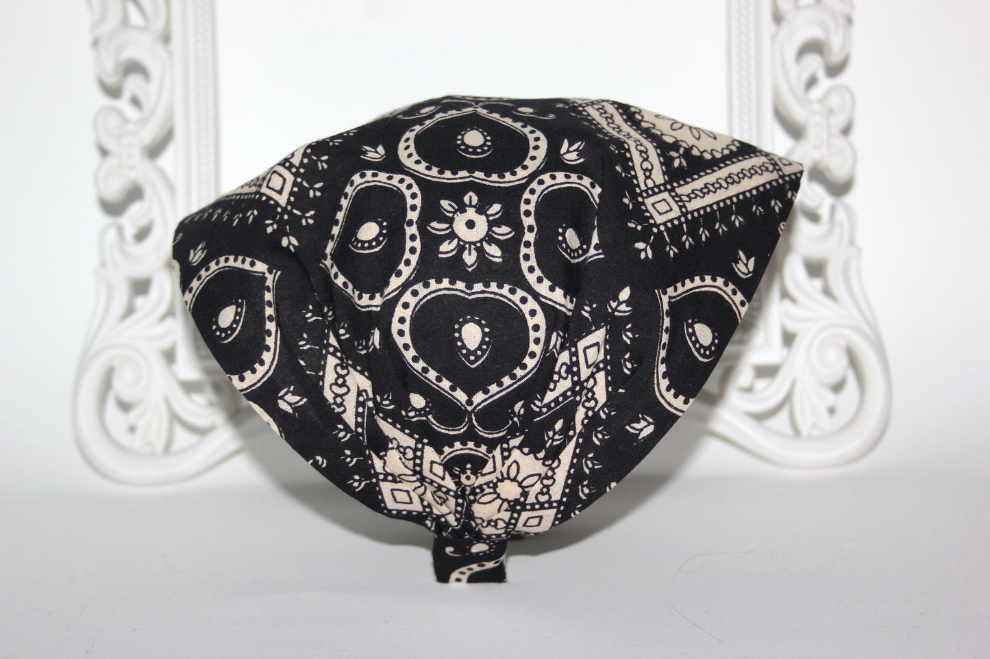 Black&Beige bandana headband Cotton print hair scarf extra wide head cover