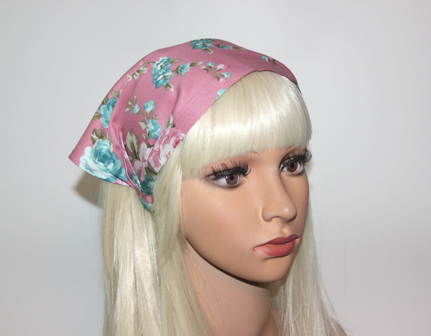 Head kerchief Blush Pink cotton triangle bandana headband