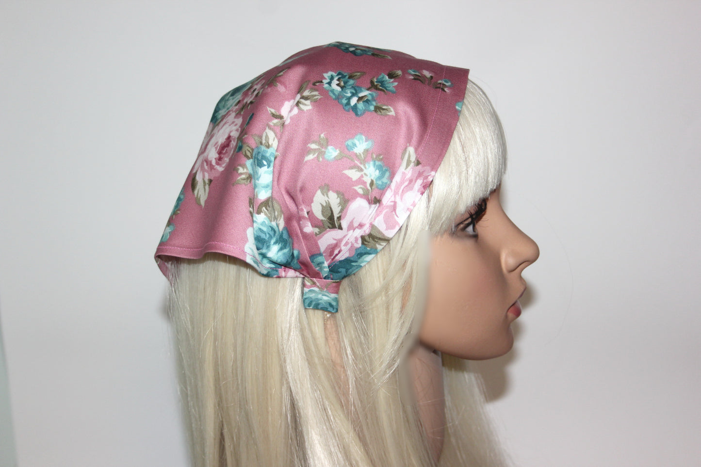 Head kerchief Blush Pink cotton triangle bandana headband