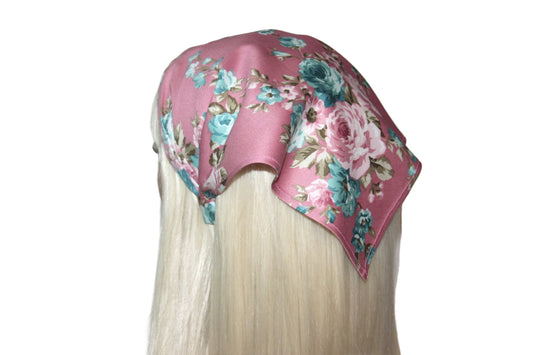 Head kerchief Blush Pink cotton triangle bandana headband