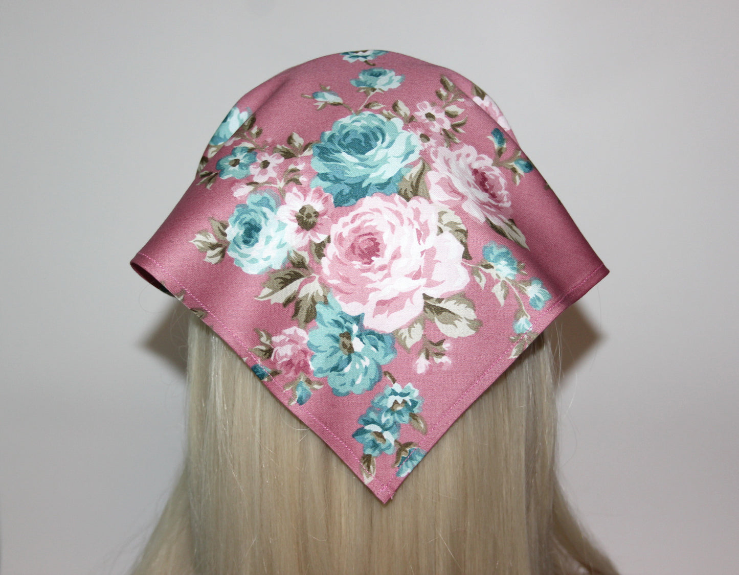 Head kerchief Blush Pink cotton triangle bandana headband