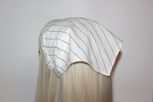 Ivory & Black stripe bandana Linen headband Structured retro head scarf Comfy hippie headband (Copy)