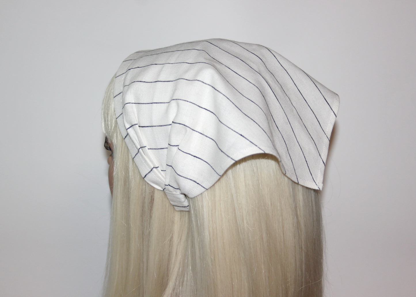 Ivory & Black stripe bandana Linen headband Structured retro head scarf Comfy hippie headband (Copy)