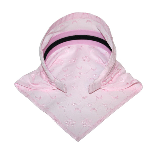 Pink hair kerchief Eyelet cotton bandana headband Triangle headcover