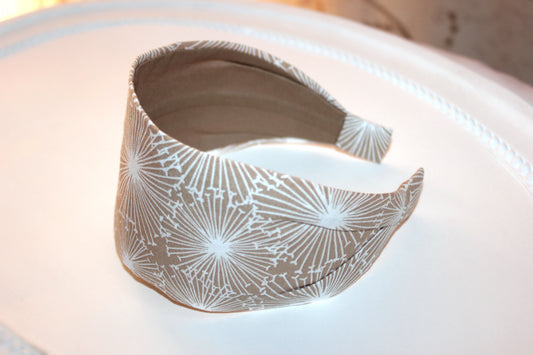 Fabric headband for women Cotton print beige head scarf