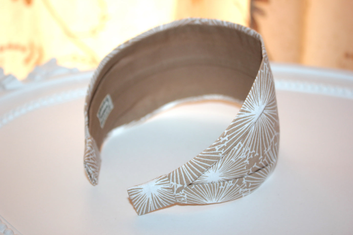 Fabric headband for women Cotton print beige head scarf