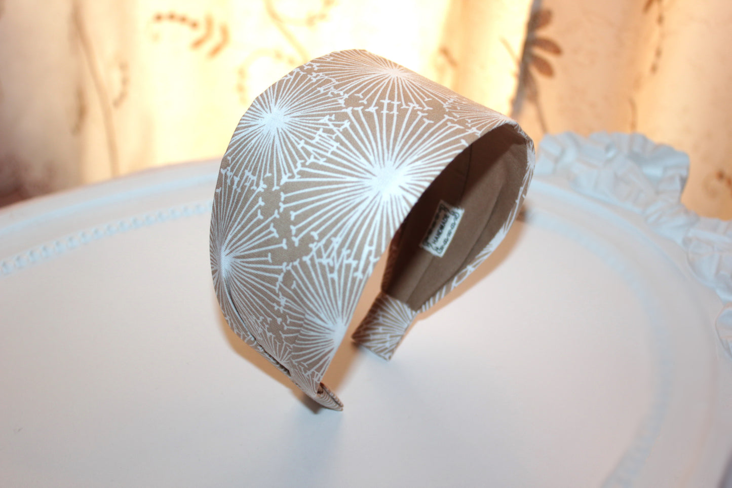 Fabric headband for women Cotton print beige head scarf