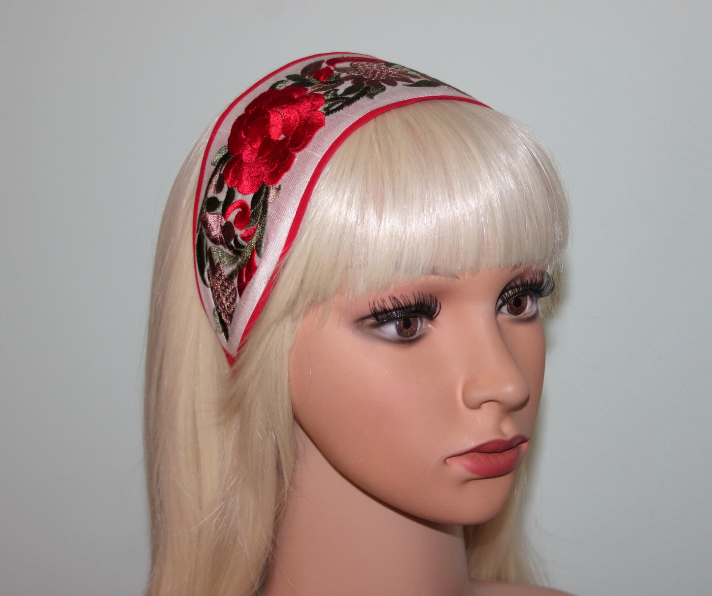 Boho floral haeadband 3" inch Embroidered women hairband