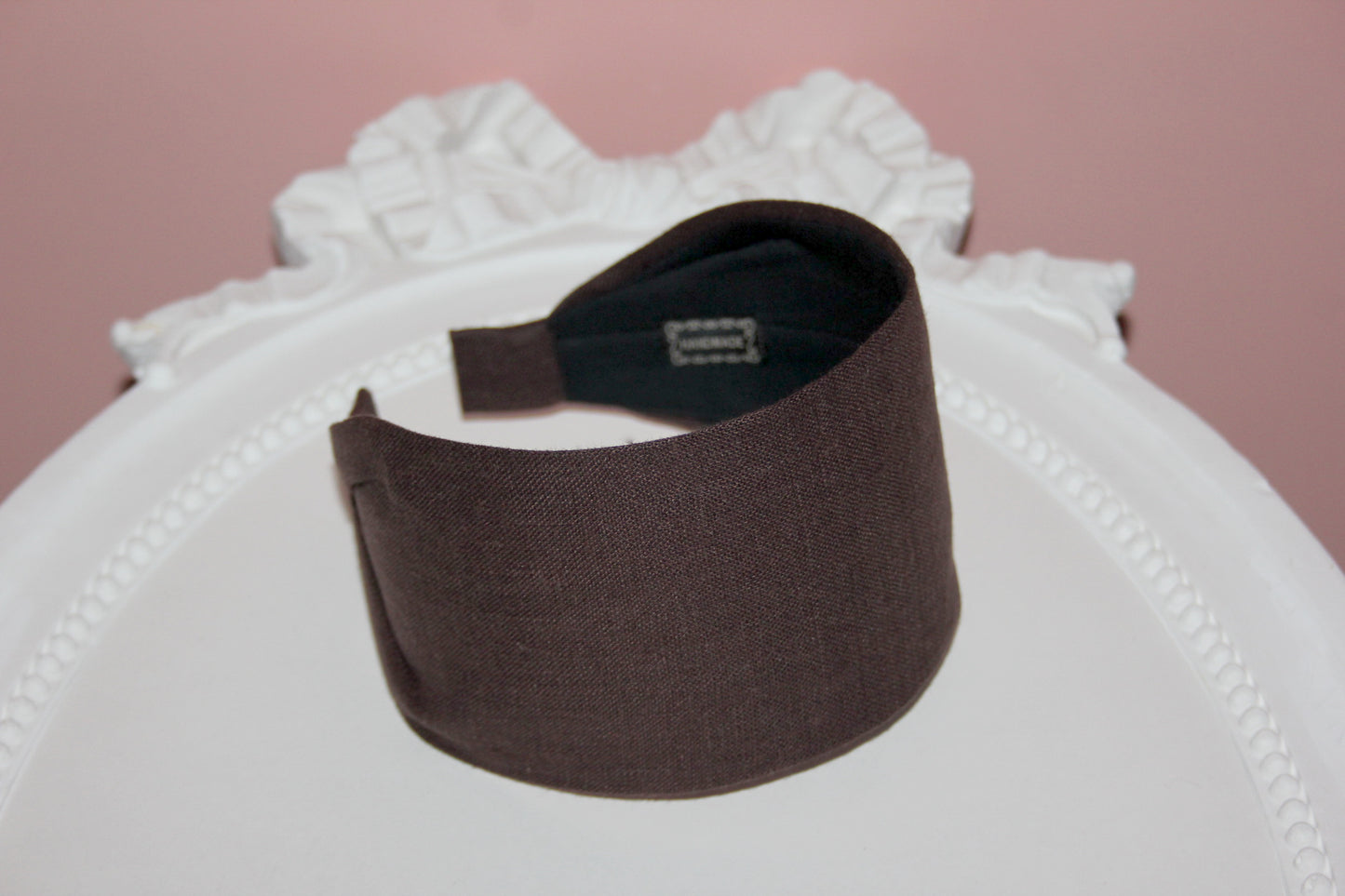 Dark Brown linen headband for women retro hairband