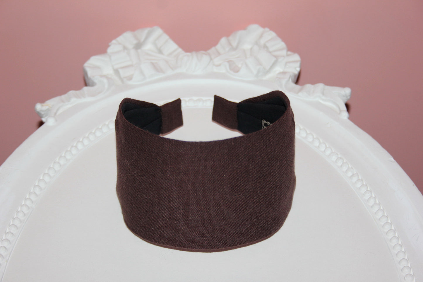 Dark Brown linen headband for women retro hairband