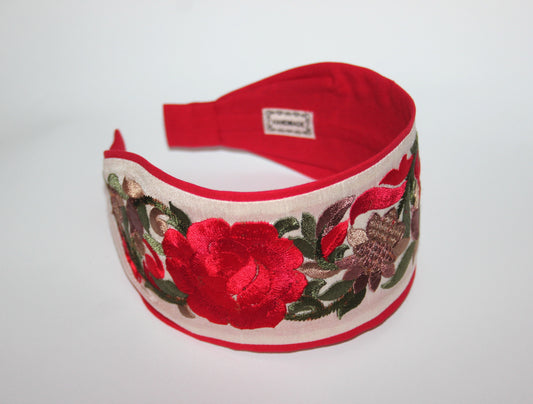 Boho floral haeadband 3" inch Embroidered women hairband