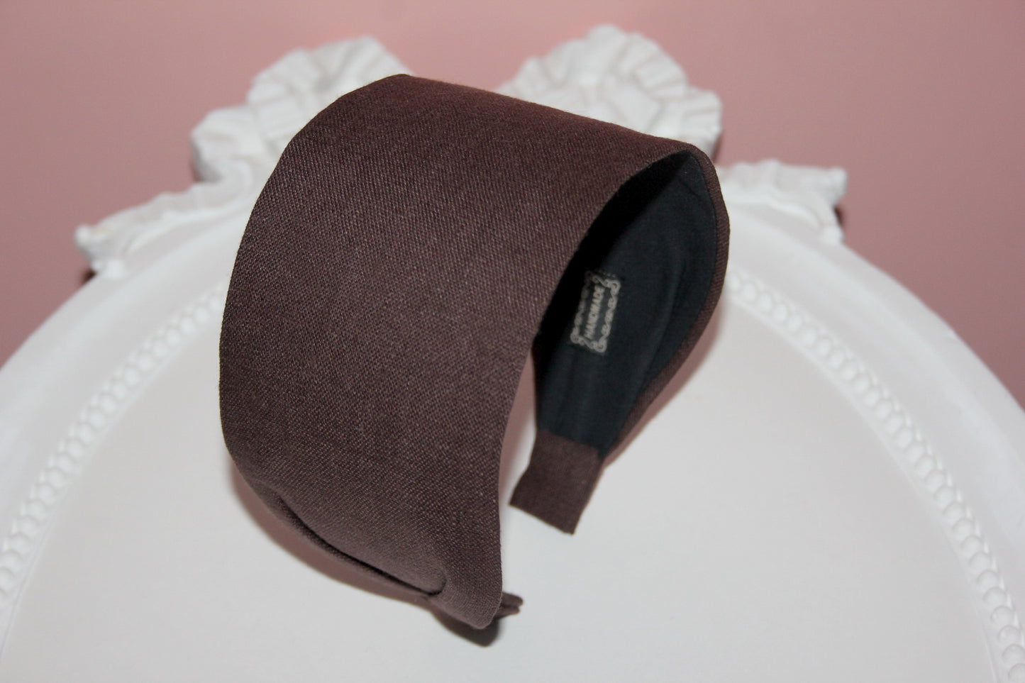 Dark Brown linen headband for women retro hairband