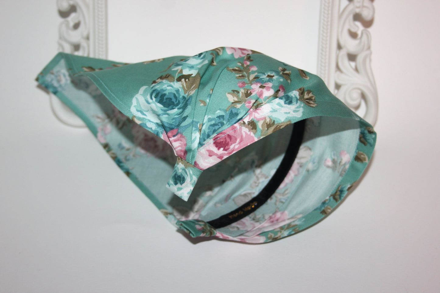Head kerchief Dusty Green satin cotton triangle bandana headband