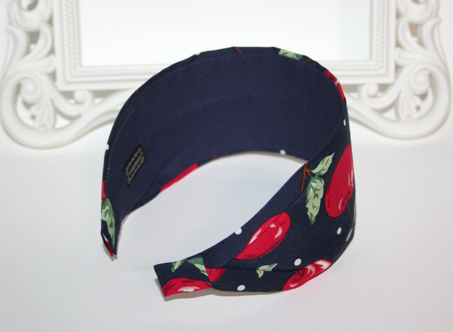Cherry hairband bandana Dark Blue wide headband for women