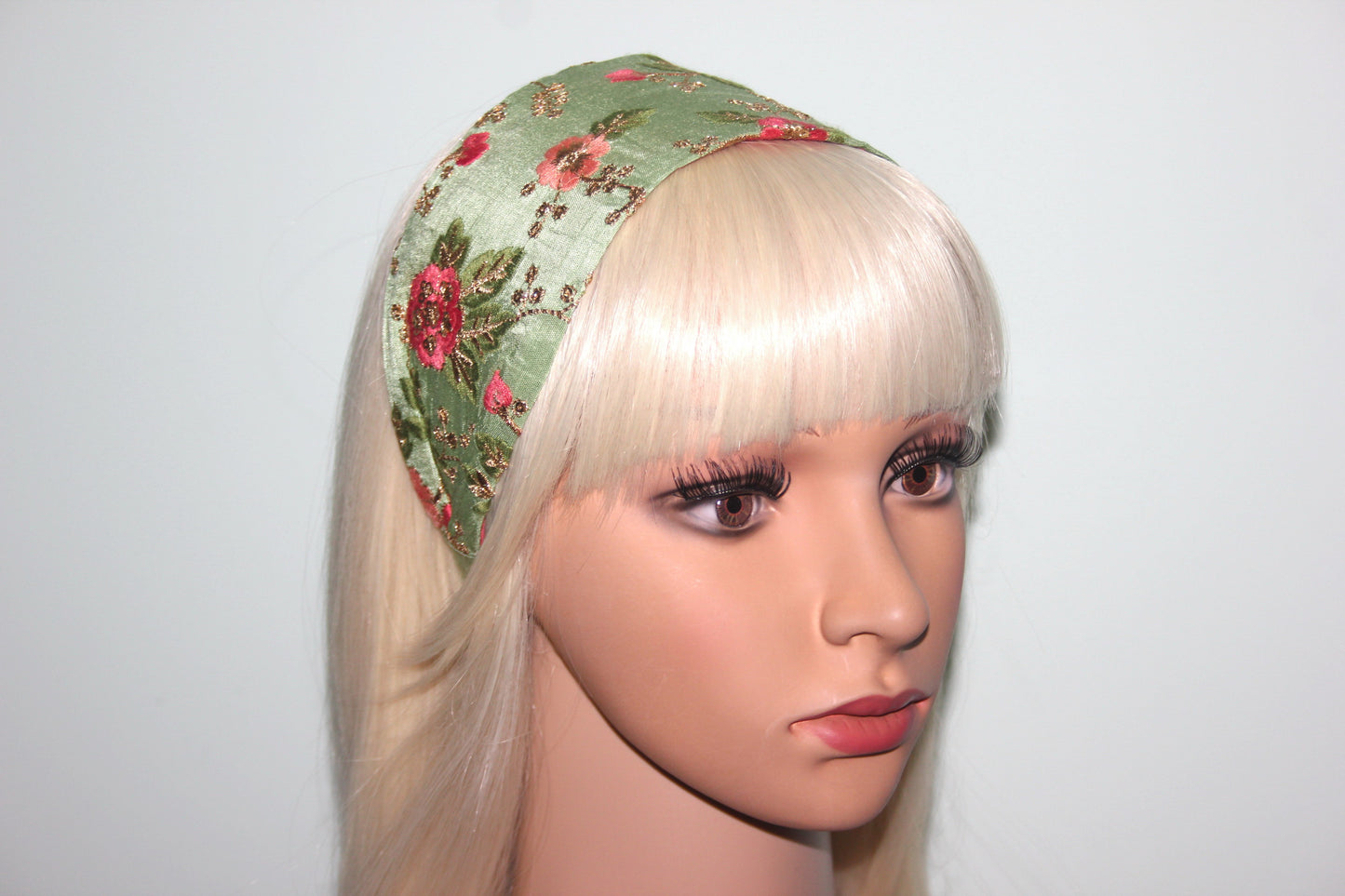 Embroidered flower headband Aple Green blossom chic hairband