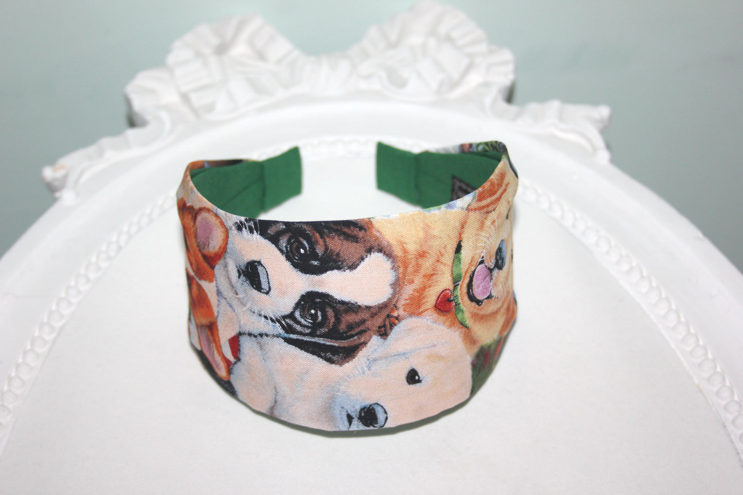 Puppy print headband Dog lover hairband for women, adorable pet print headpiece
