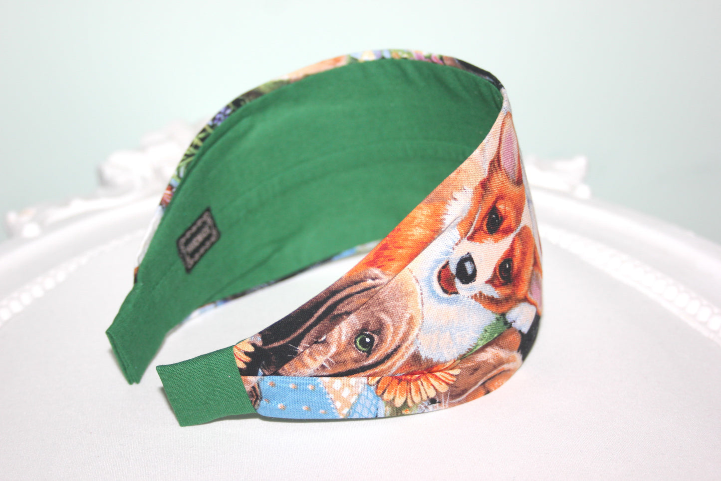 Puppy print headband Dog lover hairband for women, adorable pet print headpiece