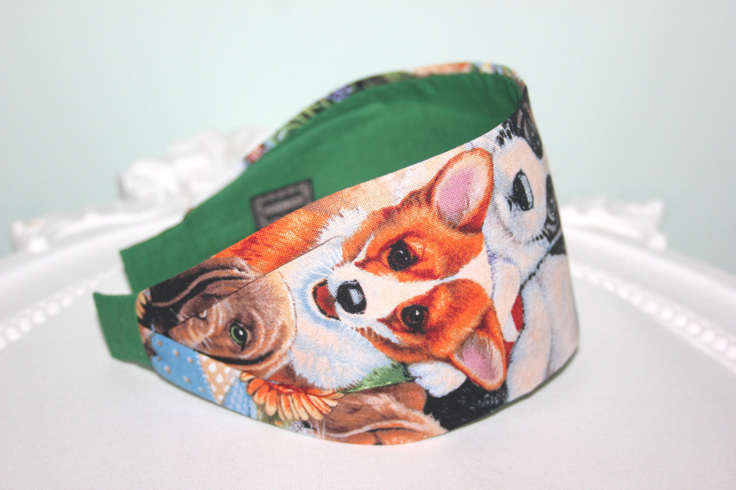Puppy print headband Dog lover hairband for women, adorable pet print headpiece