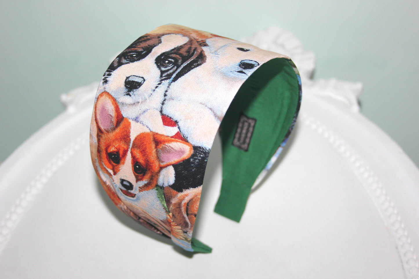 Puppy print headband Dog lover hairband for women, adorable pet print headpiece