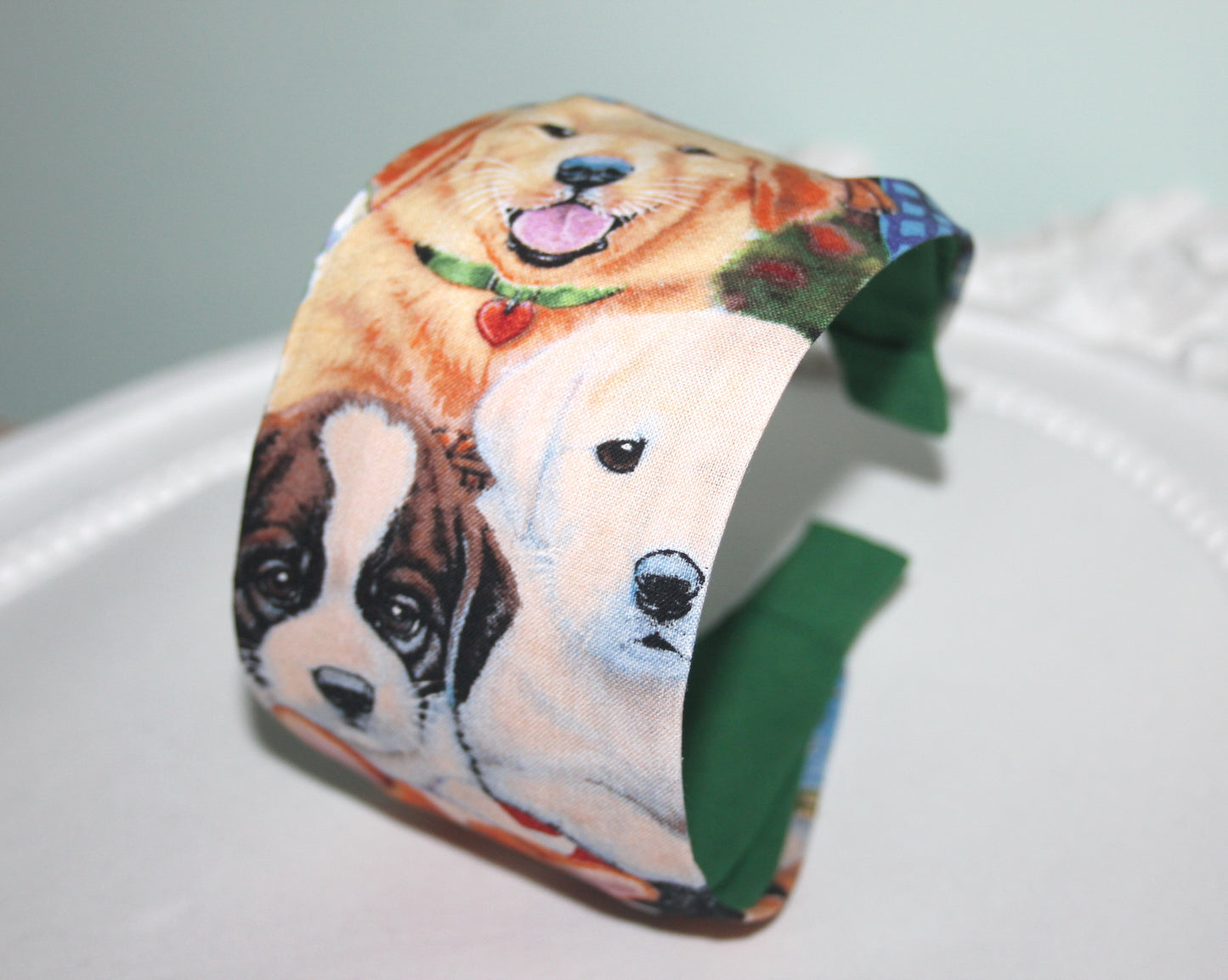 Puppy print headband Dog lover hairband for women, adorable pet print headpiece