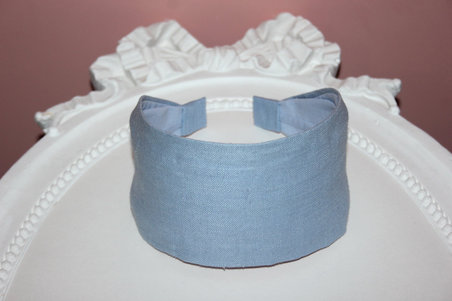 Baby Blue linen headband women plain hairband