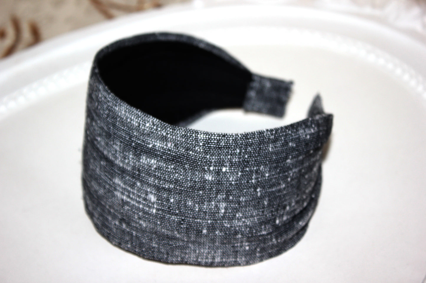 Retro headband for women black&white handloom cotton hairband for women