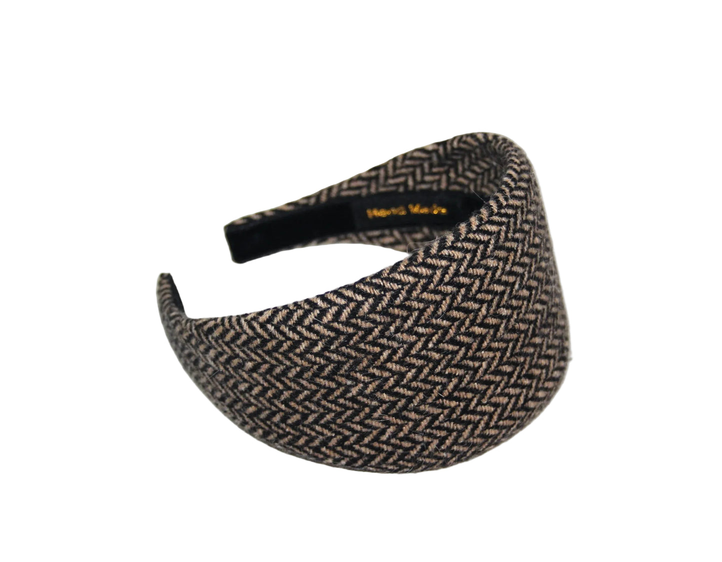Herringbone Wool headband Black & Brown tweed hairband, plastic free