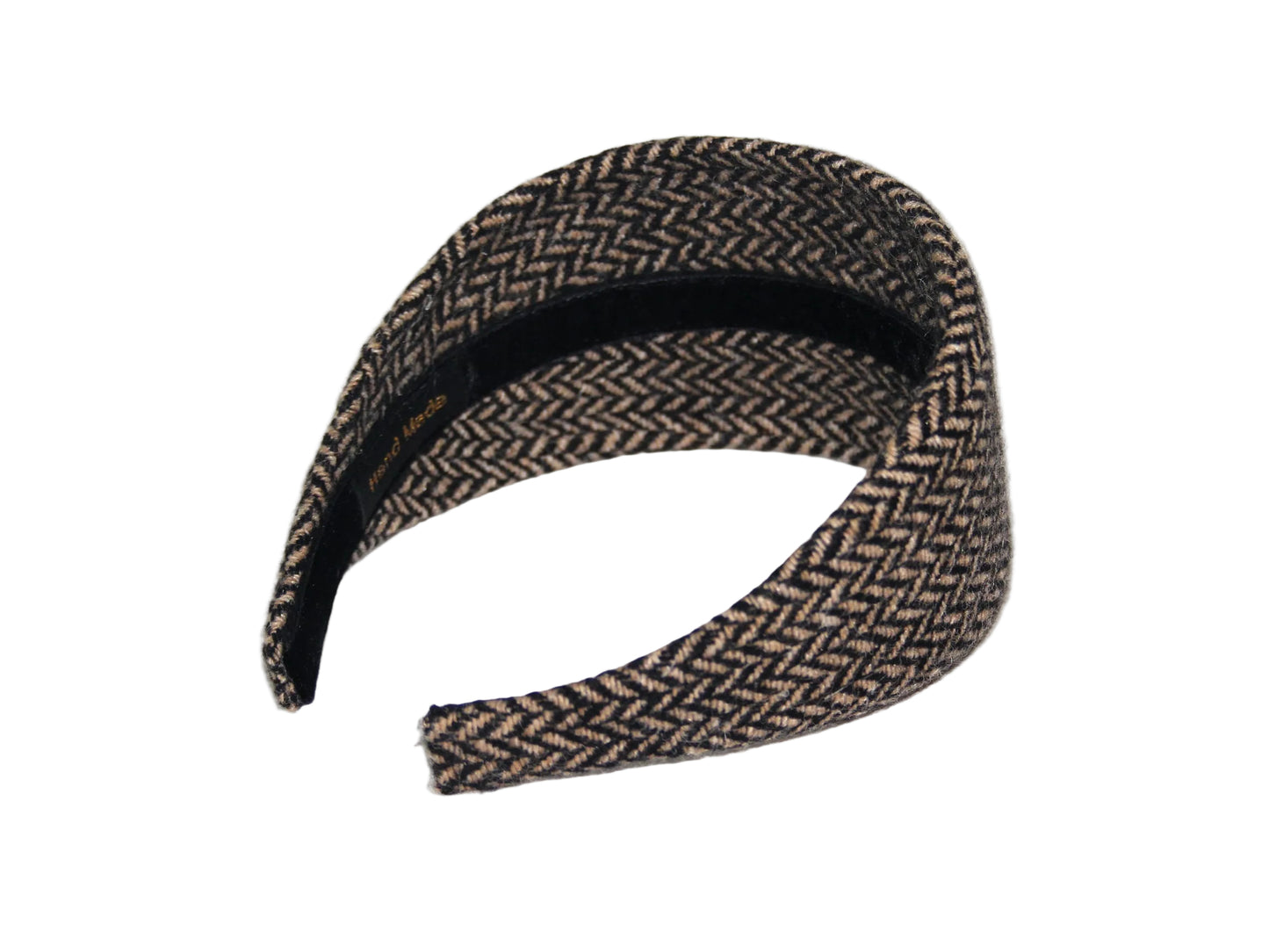 Herringbone Wool headband Black & Brown tweed hairband, plastic free